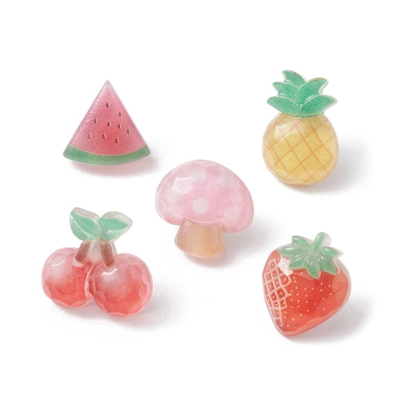 50 pc Fruit Resin Cabochon Map Pins Iron Drawing Push Pins for Photos Wall Maps Bulletin Board Mixed Shapes 17~22x15~22x7mm DIY