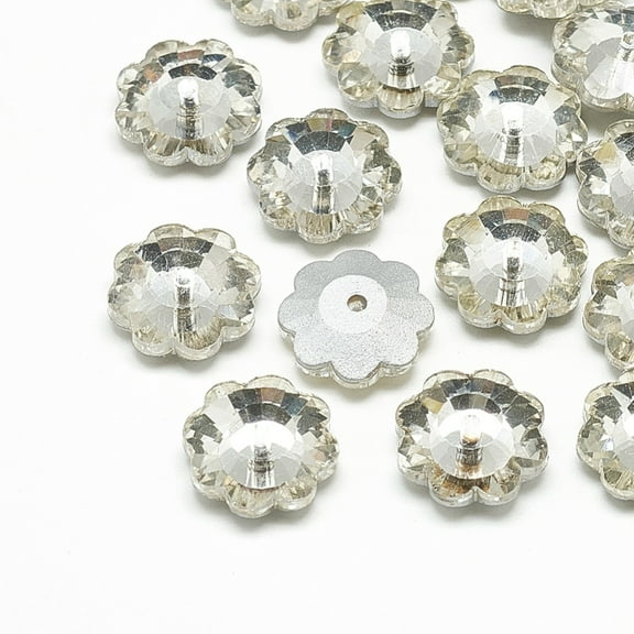 50 pc Glass Beads Back Plated Faceted Snowflake Clear 8x3mm Hole: 0.5mm