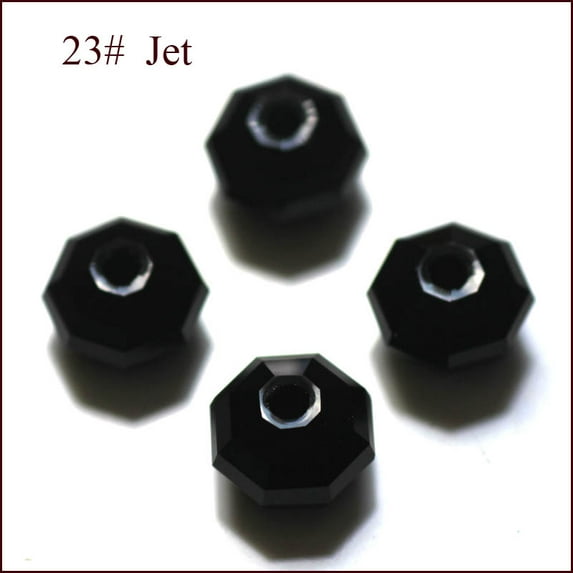 50 pc Imitation Austrian Beads Grade AAA Faceted Octagon Black 6x4mm Hole: 0.7~0.9mm