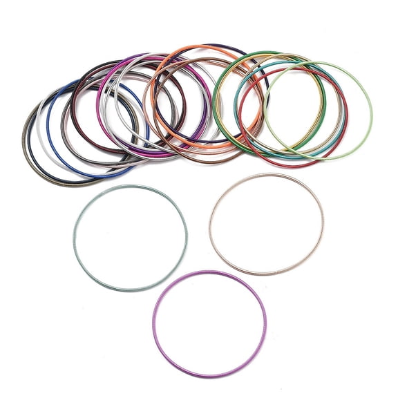 50 pc Iron Spring Chains Stretch Bracelets Guitar String Coil Bracelets for Women Men Mixed color 0.15cm Inner Diameter: 2-3/8 inch(6cm) Iron