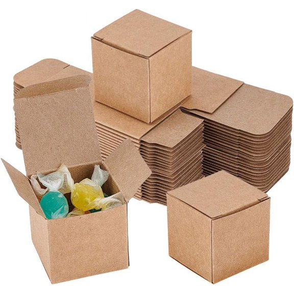 50 pc Kraft Paper Box Square Dark Goldenrod 3.8x3.8x3.8cm