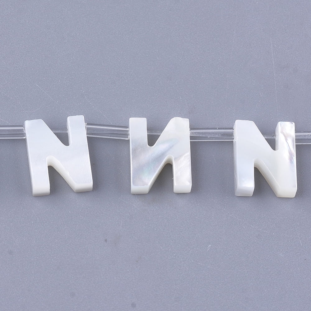 50 pc Natural Sea Shell Beads White Shell Mother of Pearl Shell Top Drilled Beads Letter.N 10x2.5~11.5x3mm Hole: 0.8mmDIY