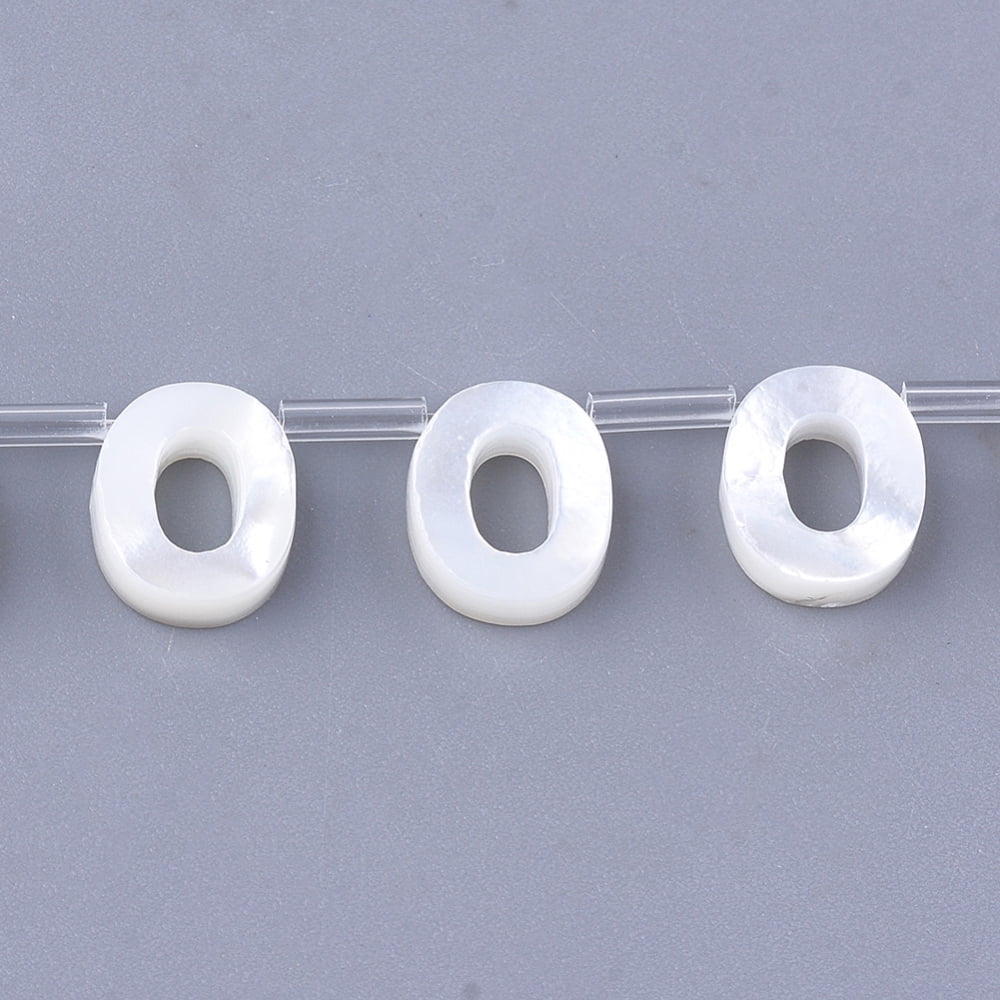 50 pc Natural Sea Shell Beads White Shell Mother of Pearl Shell Top Drilled Beads Letter.O 10x2.5~11.5x3mm Hole: 0.8mmDIY