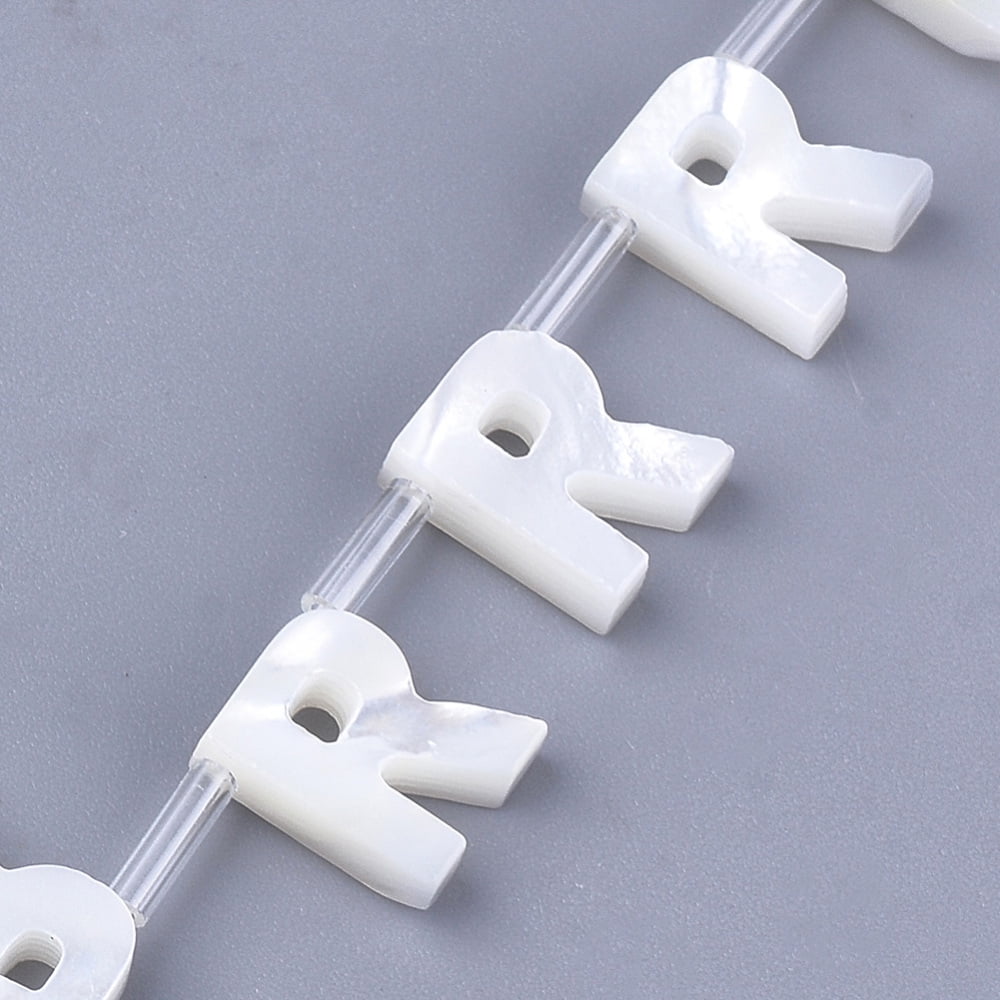 50 pc Natural Sea Shell Beads White Shell Mother of Pearl Shell Top Drilled Beads Letter.R 10x2.5~11.5x3mm Hole: 0.8mm