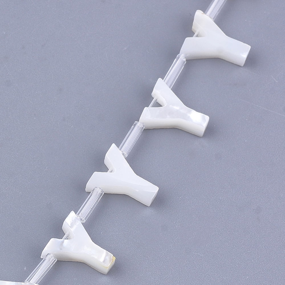 50 pc Natural Sea Shell Beads White Shell Mother of Pearl Shell Top Drilled Beads Letter.Y 10x2.5~11.5x3mm Hole: 0.8mm