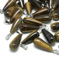thumbnail image 1 of 50 pc Natural Tiger Eye Pendants with Stainless Steel Snap On Bails teardrop 28~30x10~12mm Hole: 6x4mm, 1 of 1