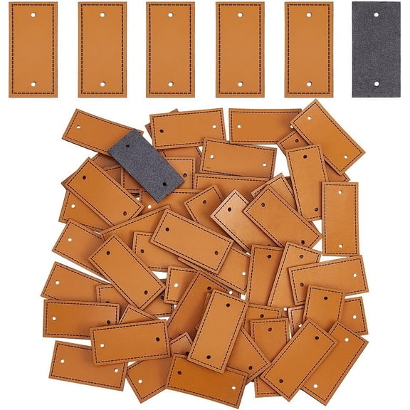 50 pc PU Leather Sewing Labels Blank Labels for Sewing Knitting Crafts Camel 50x25x2mm for DIY
