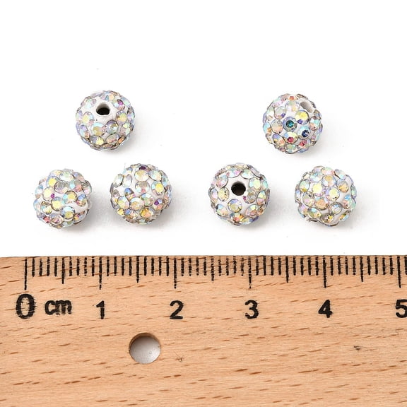 50 pc Pave Disco Ball Beads Polymer Clay Rhinestone Beads Grade A AB PP11(1.7~1.8mm) 8mm Hole: 1mm
