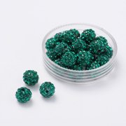 50 pc Pave Disco Ball Beads Polymer Clay Rhinestone Beads Grade A Emerald PP152.12.2mm 14mm Hole 2mm
