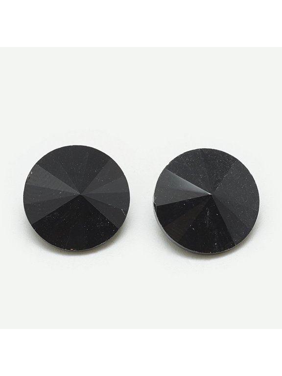 50 pc Pointed Back Glass Rhinestone Cabochons Rivoli Rhinestone Faceted Cone Jet 8x4mm