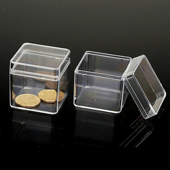 50 pc Polystyrene(PS) Plastic Bead Containers Cube Clear 4x4x4cm
