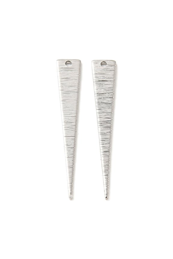 50 pc Rack Plating Brass Pendants Thin Triangle Charm Platinum 36.5x6x1mm Hole: 1.2mm