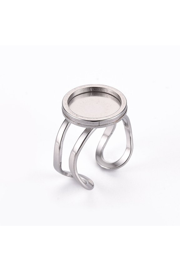 50 pc Resistant 201 Stainless Steel Cuff Ring Findings Laser Cut Stainless Steel Color Tray: 12mm US Size 7 1/4(17.5)~US Size 8(18mm)