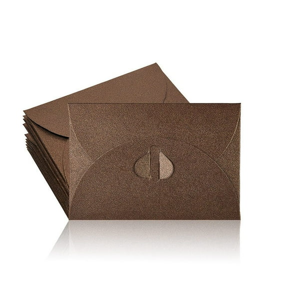 50 pc Retro Colored Pearl Blank Mini Paper Envelopes Wedding Party Invitation Envelope DIY Gift Envelope Heart Closure Envelopes Rectangle Coffee 7.2x10.5cm