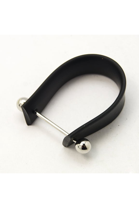 50 pc Rubber Cord Ring Components with Brass Findings Black 10x19~28mm