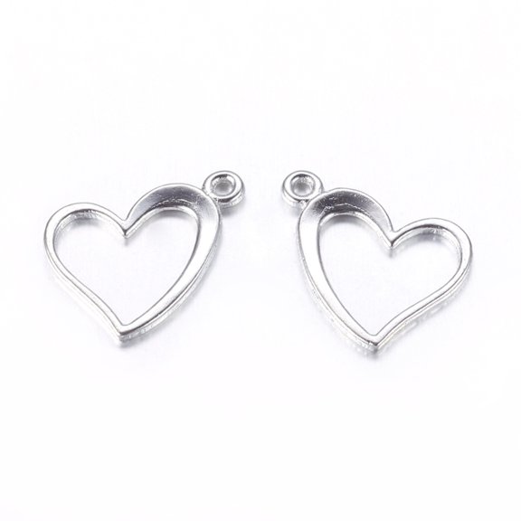 50 pc Tibetan style Alloy Charms Cadmium Free Lead Free Heart Platinum 13x15x1mm
