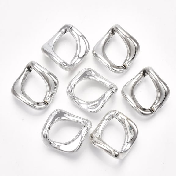 50 pc UV Plating ABS Plastic Linking Rings Quick Link Connectors For Curb Chains Making Unwelded Twist Platinum 26x25x14mm Inner Diameter: 22x14mm
