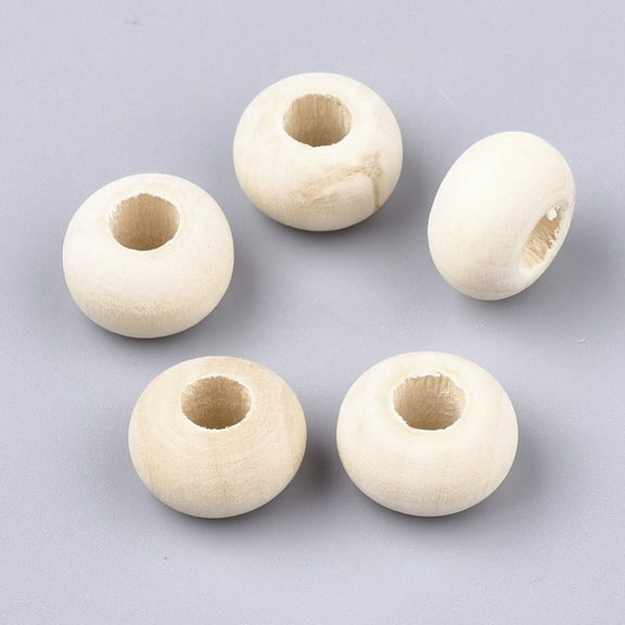 50 pc Unfinished Wood Beads Natural Wooden Beads Rondelle Old Lace 14~14.5x9mm Hole: 5.5~6mm