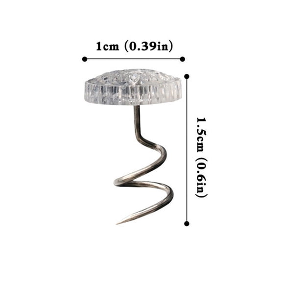 Toyeng 50PC Upholstery Tacks Headliner Pins Clear Heads Twist Pins for Slipcovers and Bedskirts, Bed Skirt Pins, Clear