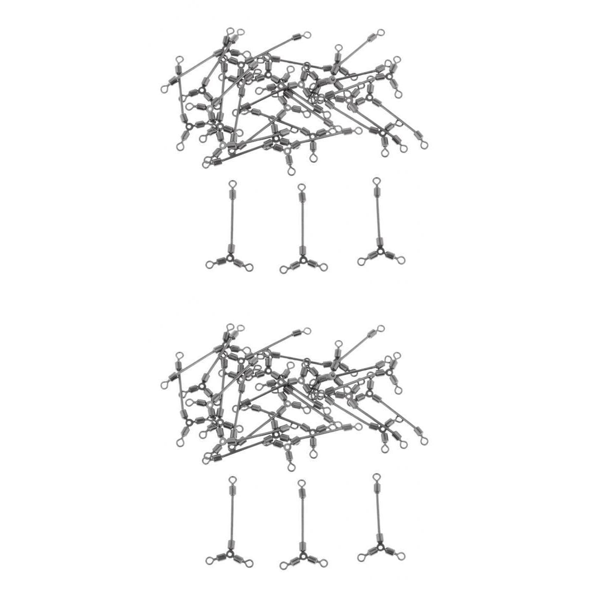 50 pcs 3 way Fishing Swivels Long Leg Rolling Swivel Fishing