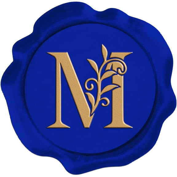 50 pcs Blue Alabet M Wax Stamp Stickers Envelope Seal Stickers 30mm Self Adhesive Sealing Wax Stamp Stickers for Birthday Wedding Party Invitation Cards Gift Wrapping Scrapbooking