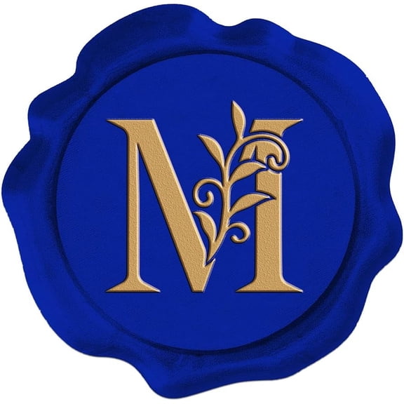 50 pcs Blue Alphabet M Wax Stamp Stickers Envelope Seal Stickers 30mm Self Adhesive Sealing Wax Stamp Stickers for Birthday Wedding Party Invitation Cards Gift Wrapping Scrapbooking