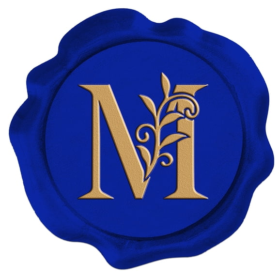 50 pcs Blue Alphabet M Wax Stamp Stickers Envelope Seal Stickers 30mm Self Adhesive Sealing Wax Stamp Stickers for Birthday Wedding