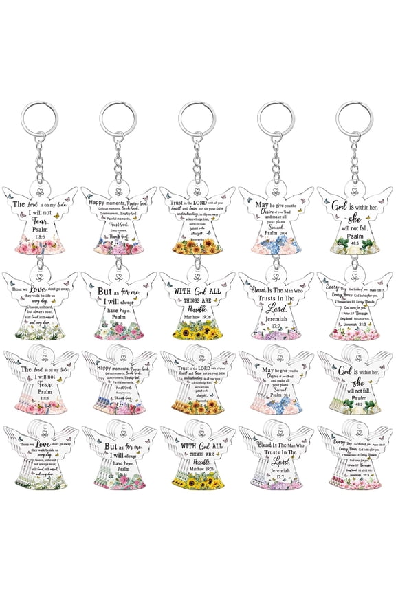 50 pcs Christian Keychain Gift Bulk Religious Bible Verse Scripture Inspirational Acrylic Church Gift for Women Birthday