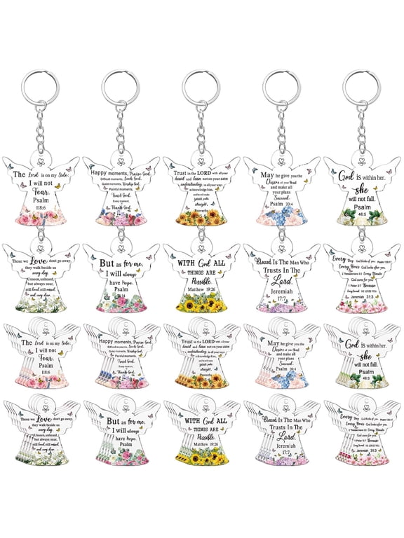 50 pcs Christian Keychain Gift Bulk Religious Bible Verse Scripture Inspirational Acrylic Church Gift for Women Birthday