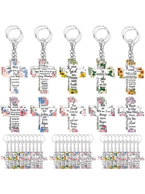 50 pcs Christian Keychain Gift Bulk Religious Bible Verse Scripture Inspirational Acrylic Church Gift for Women Birthday