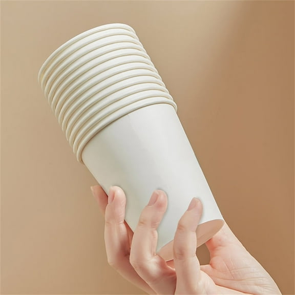 50 pcs Disposable Cups White Premium Cardboard Paper Cups 7.4oz Disposable Cups for Hot and Cold Drinks, Disposable Cup for Coffee and Cappuccino on Site or Take Away
