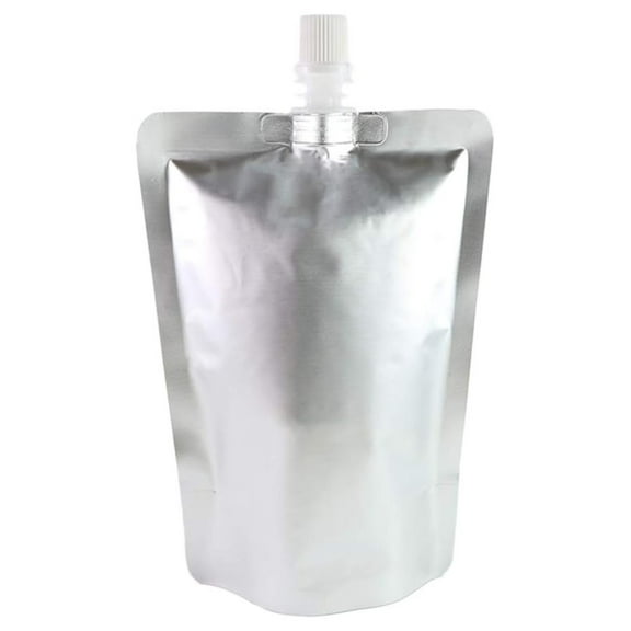 50 pcs Double-Sided Silver Aluminum Mylar Screw Stand-Up Drinking Flask Pouch (16.9 oz, Double-Sided Silver)
