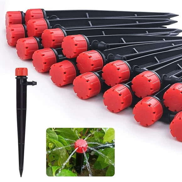 50 pcs Drip Irrigation Emitters for 1/4" Drip Irrigation Tubing, 360 Degree Adjustable Water Flow Irrigation Drippers Drip Irrigation Parts