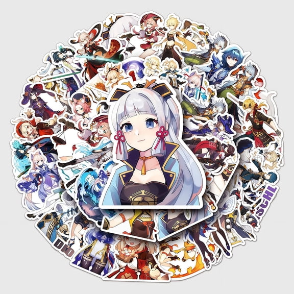 50 pcs For Genshin Theme For Impact Water Bottle Stickers for Teens,Holiday Party Stickers Waterproof Vinyl for Skateboard, Laptop, Suitcases
