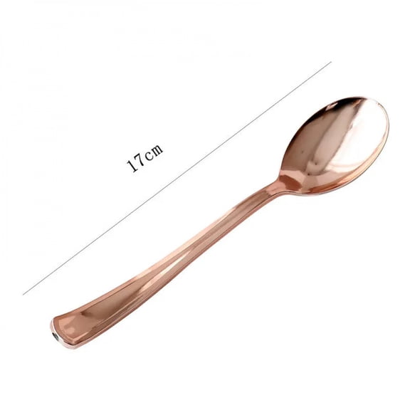 50 pcs Golden Rose Gold Plastic Cutlery Set Crystal Clear Cutlery-set Plastic Dinner Knife Fork Spoon Birthday Party Household