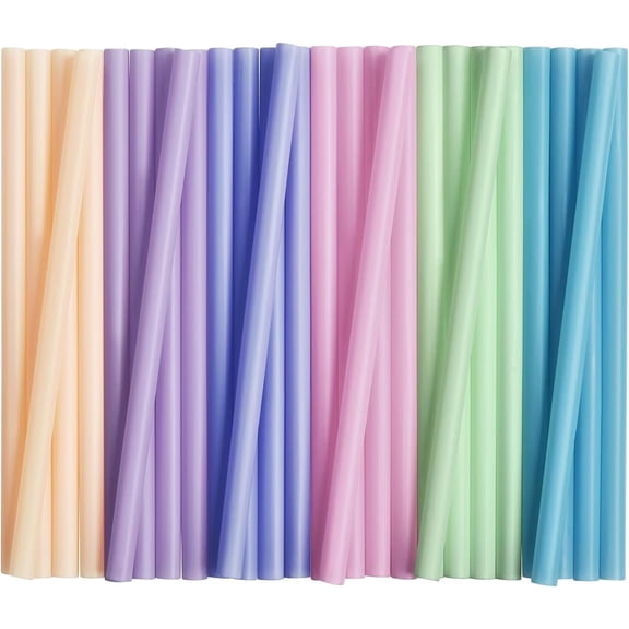 50 pcs Jumbo Plastic Smoothie Straws, Wide Assorted Colors Disposable Drinking Straws for Milkshakes, Boba, Bubble Tea, Tapioca Pearls - 8.5"L, 0.4" D