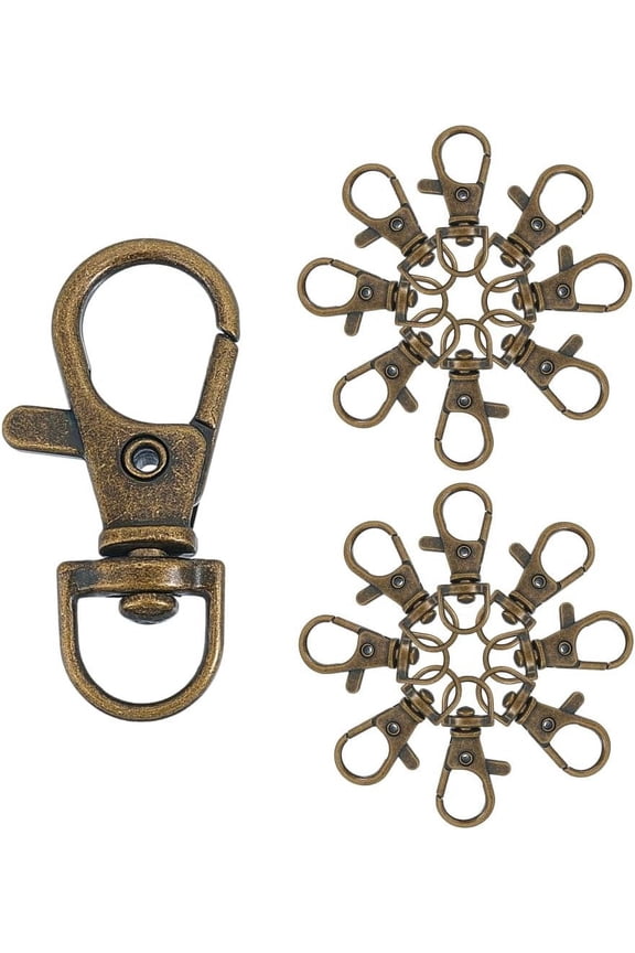 50 pcs Metal Lobster Claw Clasps Swivel Lanyards Trigger Snap Hooks Strap 35x13mm for Macrame Keychain Key Rings Bags and Jewelry Findings Bronze