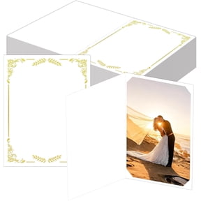 50 pcs Photo Folders Frame Note Cards Paper Greetings Cardboard for 4x6 or 5x7 Pictures Picture Frame Photo Inserts Notecard for Portraits Classroom DIY Graduation Wedding (Black)