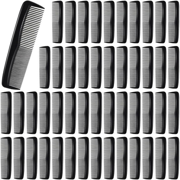 50 pcs Pocket Combs for Men 5 Inch Cutting with Wide and Fine Teeth Plastic Professional Barber Haircut Small Anti Static Combs for Women Grooming Accessories for Beard(Black)