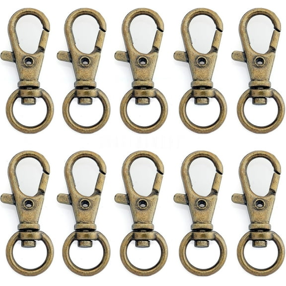 50 pcs Swivel Clasps Lanyard Clips Snap Hook Metal Lobster Claw Clasp PLTN (Antique Brass)