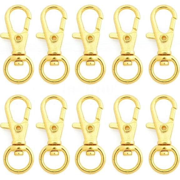 50 pcs Swivel Clasps Lanyard Clips Snap Hook Metal Lobster Claw Clasp PLTN (Gold)