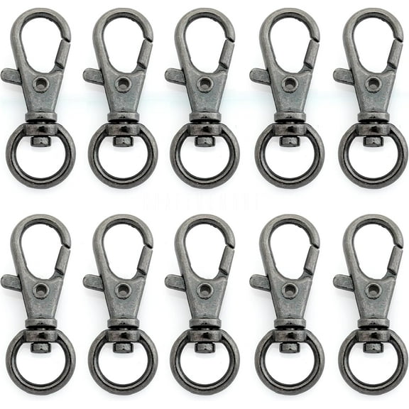 50 pcs Swivel Clasps Lanyard Clips Snap Hook Metal Lobster Claw Clasp PLTN (Gunmetal)