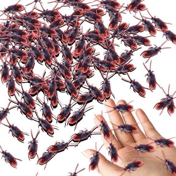 50 pcs Ultra-Realistic Plastic Cockroaches - 1.9" Large Fake Roaches for April Fool's Day,Horror Decorations,Scary Party,Gag Gifts,Trick Props,Toys