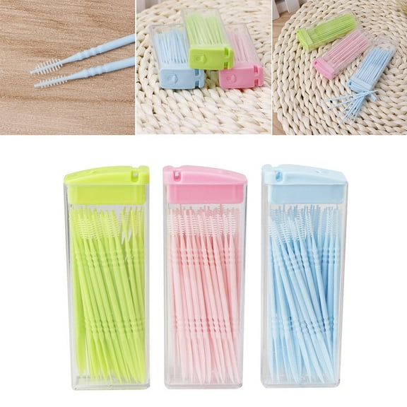 50 pcs / box Double-headed Dental Brush Teeth Sticks Floss Pick Toothpick