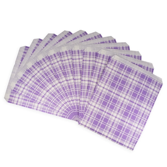 50 pcs of 5 x 7 Plaid-Lavender Paper Gift Bags Shopping/Sales/Tote Bags