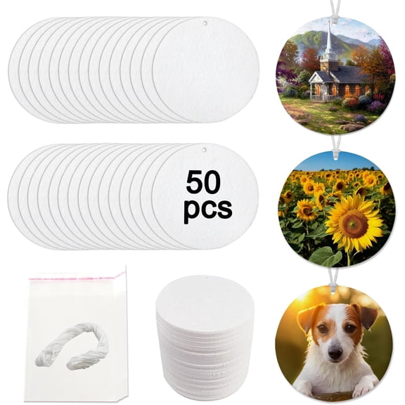 50 pcs sublimation air fresheners blanks Sublimation Blanks Products DIY Air Freshener for Car and Home Hanging Decoration Sublimation car freshener blanks (round))