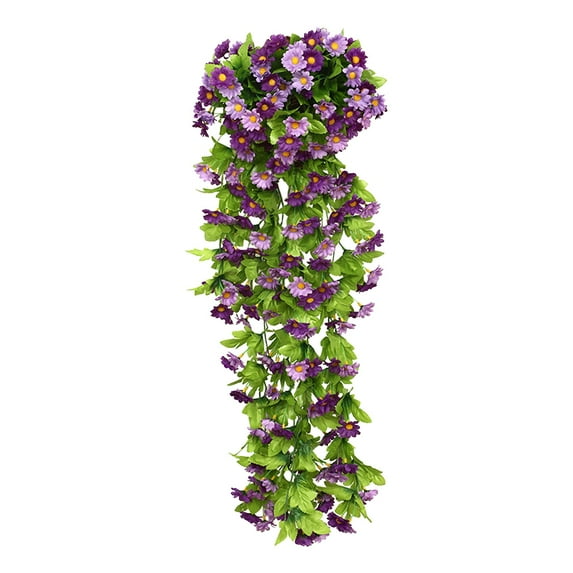 Hanging Baskets with Artificial Flowers for Plants Outdoor Indoor, Faux Silk Morning Glory Vines, Faux Green Plant Arrangement for Garden Patio Spring Summer Decor(Purple)