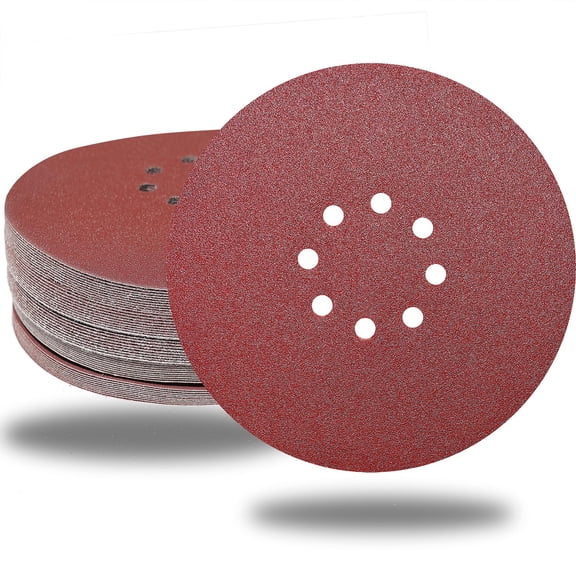 50 pieces of 9-inch 8-hole plaster sandpaper disc - 60/80/120/150/240 grit, 9-inch hook and loop sanding abrasive paper, suitable for household wall, floor polishing finish