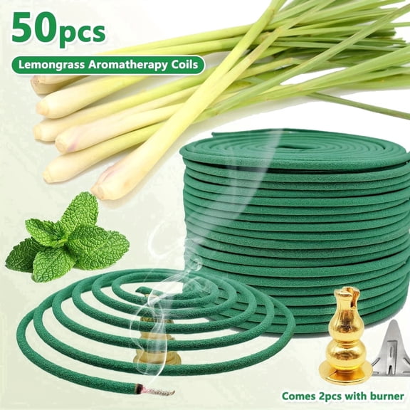50 pieces of aromather apy sticks, spiral shape, with scents such as lemon and lavender, burning for 3-4 hours, with a mild fragrance, suitable for home, kitchen, and restaurant decoration