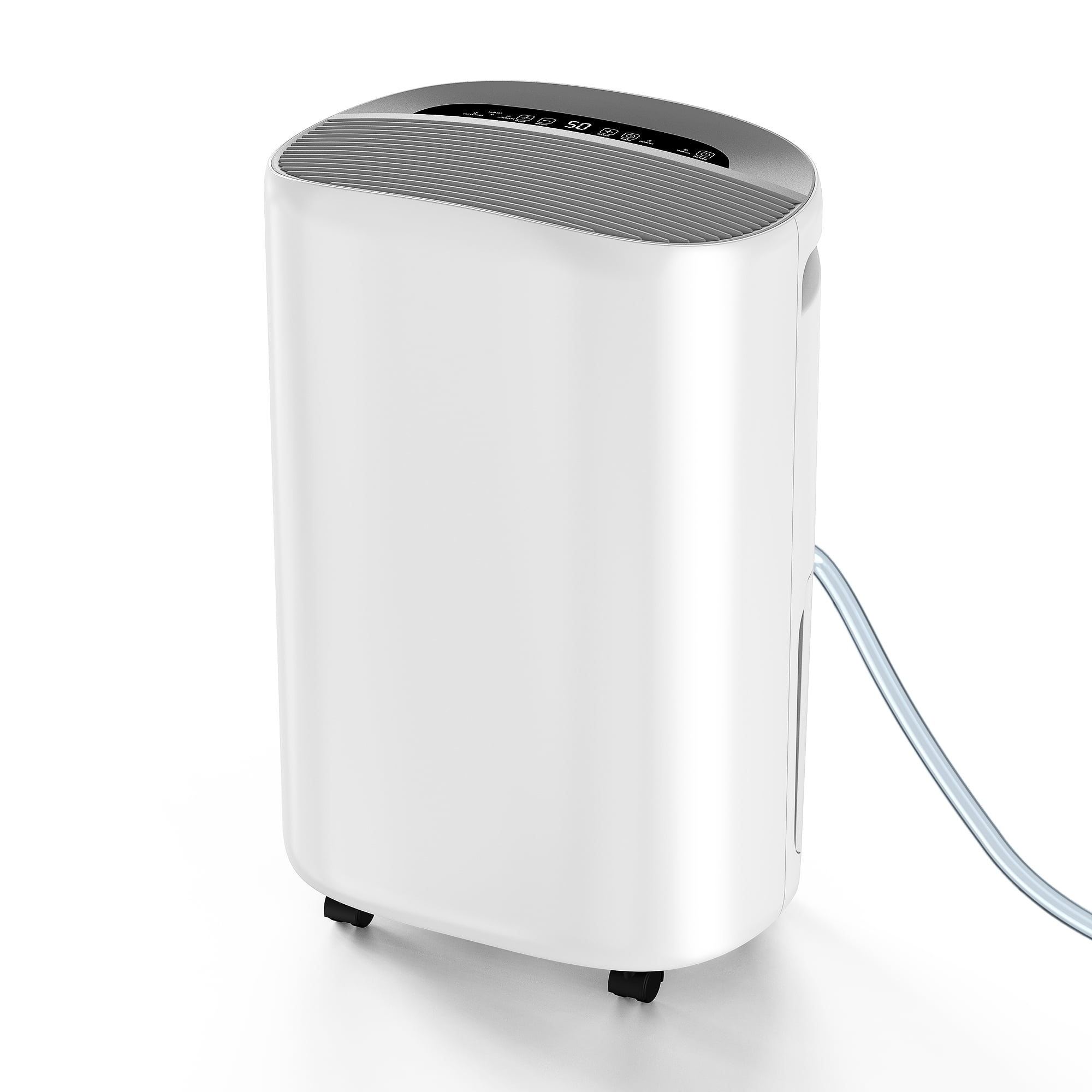 50 pt. 5,500 sq. ft. Dehumidifier in White with Drain Hose, 1 Gal. Bucket, 45dB Dehumidifier for Bedroom, Auto Defrost